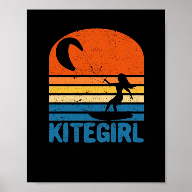 Vintage Kite Surfing Kiting Kiteboarding Kitesurf. Poster (Front)