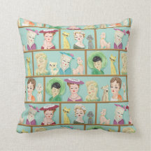 Vintage Kitsch Lady Head Vases with Cats and Dogs