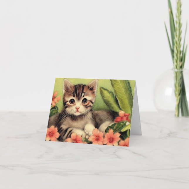 Vintage Kitten Birthday Greeting Card (Front)