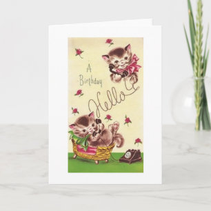 Vintage Kitten Birthday Greeting Card