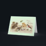 Vintage Kitten Birthday Greeting Card<br><div class="desc">Retro / Vintage Birthday greeting card.  Five adorable kittens playing!  Happy Birthday!  (Note: Glitter is printed on the photo and not actual glitter!)</div>