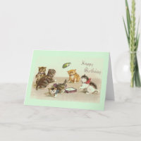 Vintage Kitten Birthday Greeting Card