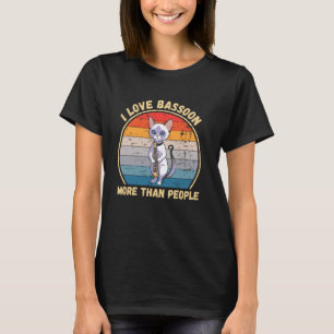 Vintage Kitten Cat I Love Bassoon More Than People T-Shirt