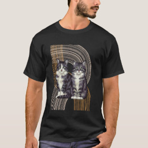 Vintage Kitten Cat Mid Century Modern Retro Style  T-Shirt