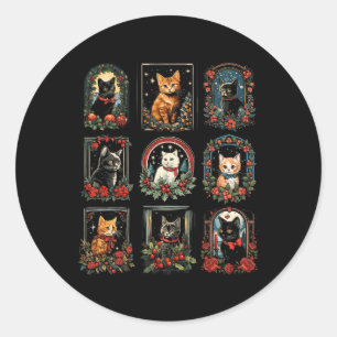 Vintage Kitten Christmas Cats Classic Round Sticker