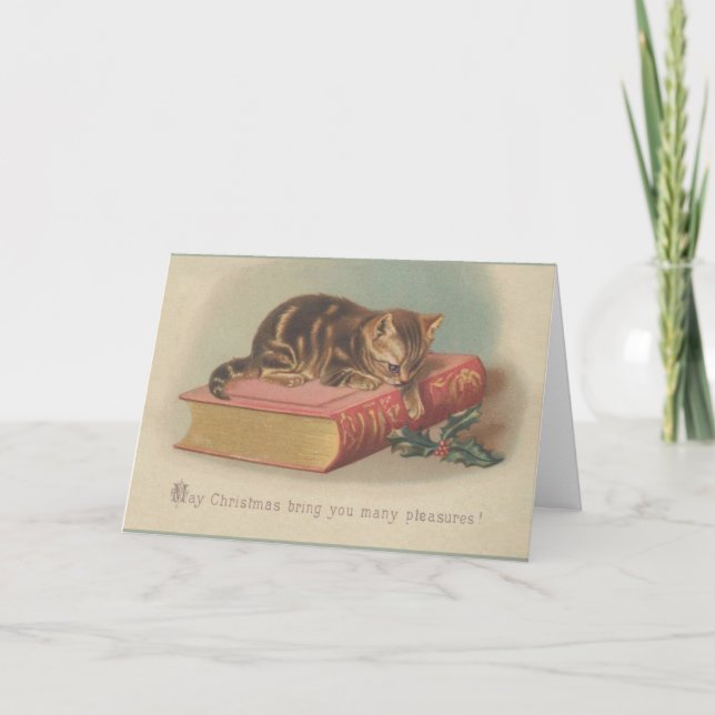 Vintage Kitten Christmas Greeting Card (Front)