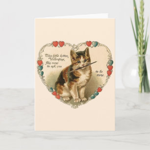 Vintage Kitten Valentine Greeting Card