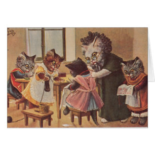 Vintage - Kittens Get a Needlework Lesson,