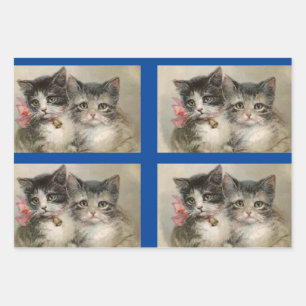 Vintage Kittens Set Of 3 Wrapping Paper Sheet