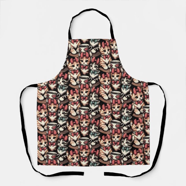 Vintage Kittens Tea Party Apron (Front)