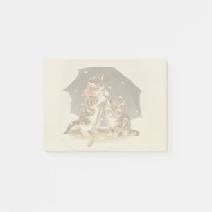 Vintage Kittens Under Umbrella Antique Cat art Post-it Notes
