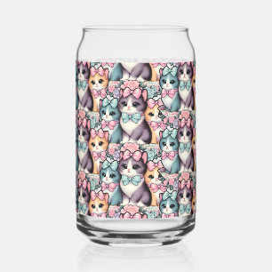 Vintage Kittens Wearing Bows Can Glass