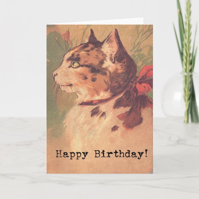 Vintage Kitty, Happy Birthday Card (Front)