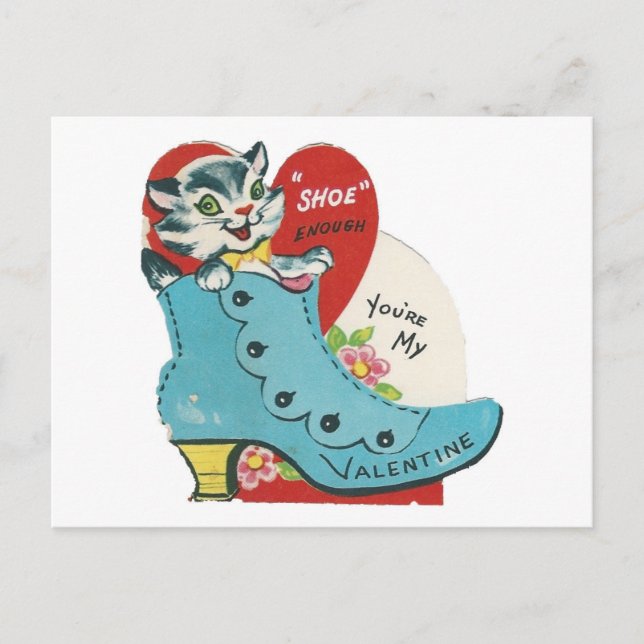 Vintage Kitty Valentine Holiday Postcard (Front)