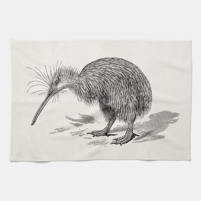 Vintage Kiwi Bird Antique Birds Template Kitchen Towel (Horizontal)