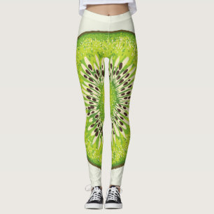 Vintage kiwi slice pattern. leggings