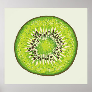 Vintage kiwi slice pattern. poster
