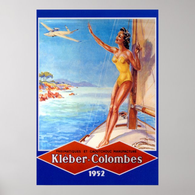 Vintage Kleber-Colombes Airplane Tires Advertiseme Poster (Front)