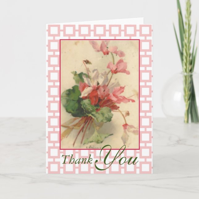 Vintage Klein rose Cyclamen Fleurs Merci (Devant)