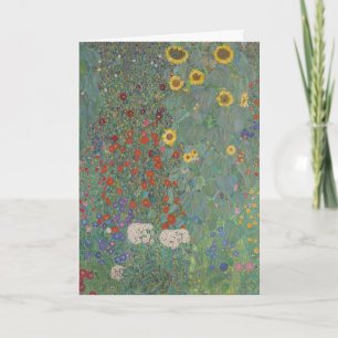 Vintage Klimt Farm Garden Sunflowers Floral Art Holiday Card