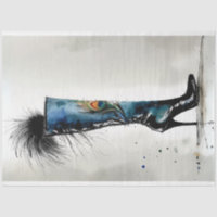 Vintage knee high boots watercolor decouapge