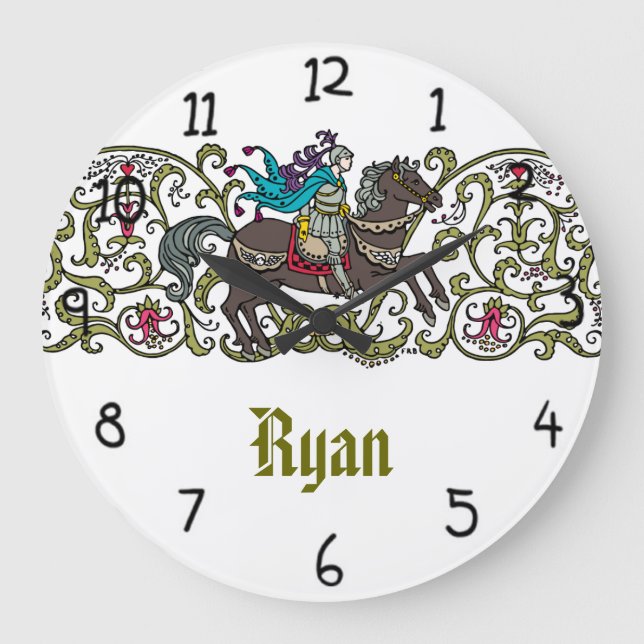 Vintage Knight Personalized Large Clock (Front)