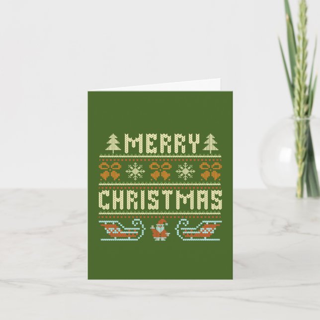 Vintage Knit Style Merry Christmas Card (Front)