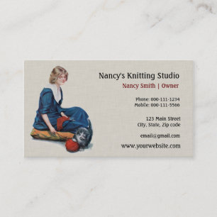 Vintage Knitting   Knitters Business Card Template