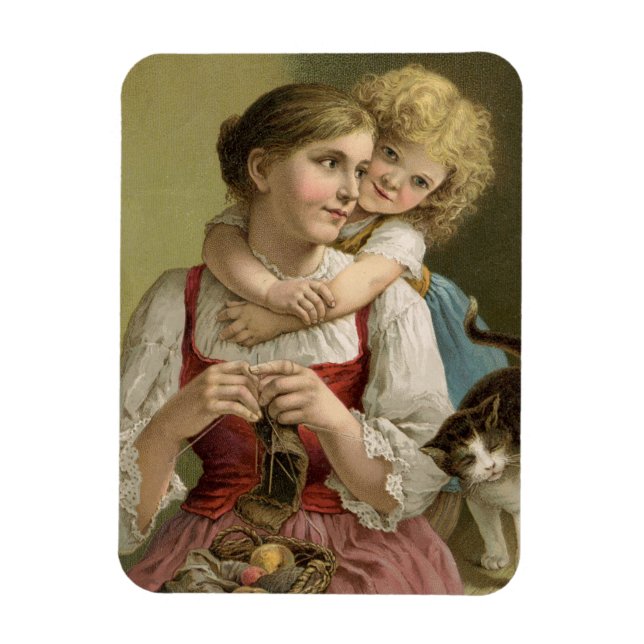 Vintage Knitting Mother Magnet (Vertical)