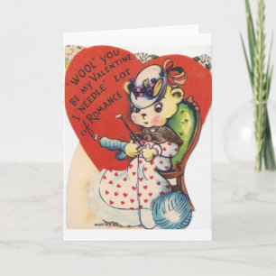 Vintage Knitting Valentine's Day Greeting Card