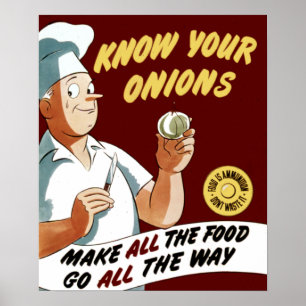 Vintage Know Your Onions Chef Poster