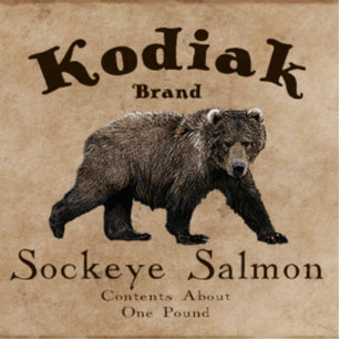 Vintage Kodiak Salmon Label (Bear) Photo Sculpture Magnet