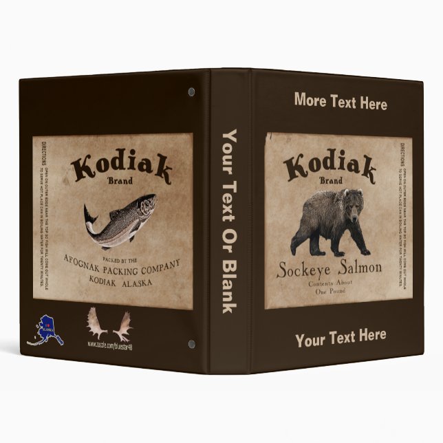 Vintage Kodiak Salmon Label Binder (Background)