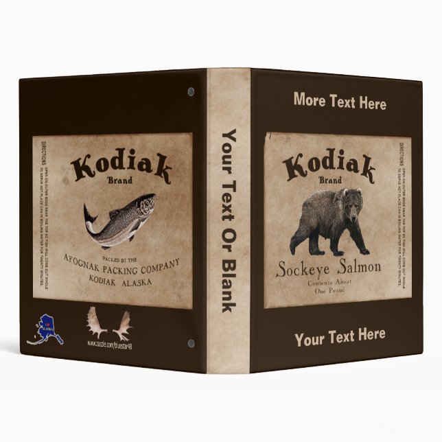 Vintage Kodiak Salmon Label Binder (Background)
