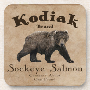 Vintage Kodiak Salmon Label Coaster