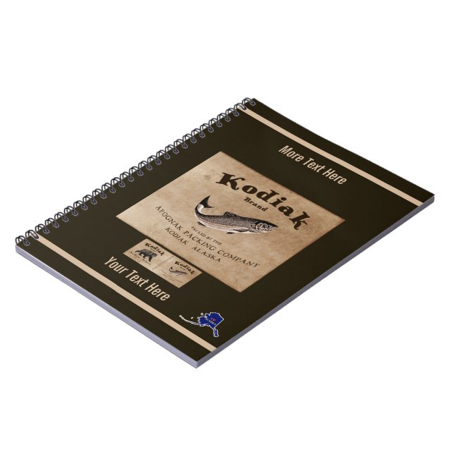 Vintage Kodiak Salmon Label (Fish) Notebook (Left Side)