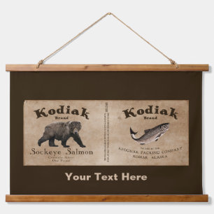 Vintage Kodiak Salmon Label Hanging Tapestry