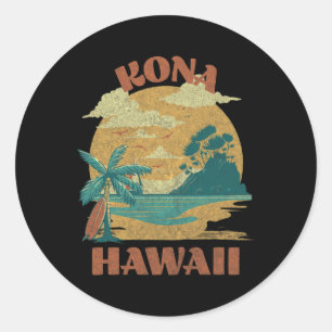Vintage Kona Beach Hawaii Surf Hawaiian Surfing  Classic Round Sticker