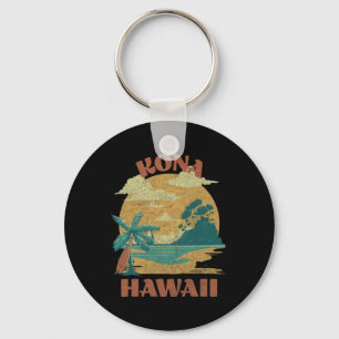 Vintage Kona Beach Hawaii Surf Hawaiian Surfing Keychain