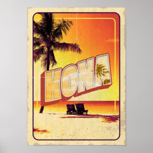 Vintage Kona Hawaii - Retro Travel Poster