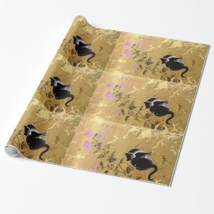 Vintage Korean cat art wrapping paper