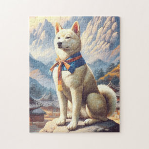Vintage Korean Jindo Illustration Jigsaw Puzzle