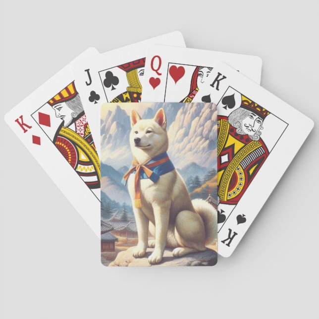 Vintage Korean Jindo Illustration Playing Cards (Back)