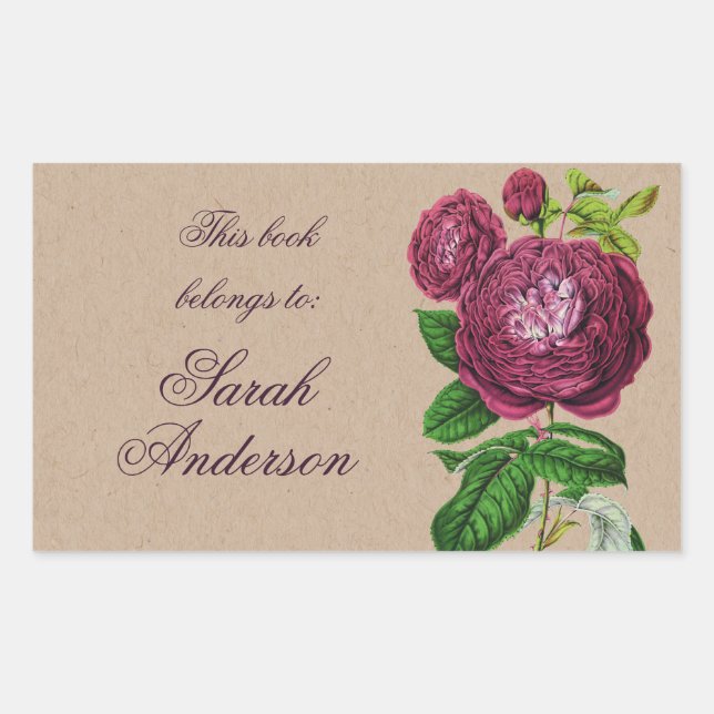 Vintage Kraft Book plate Stickers This Belongs To (Front)