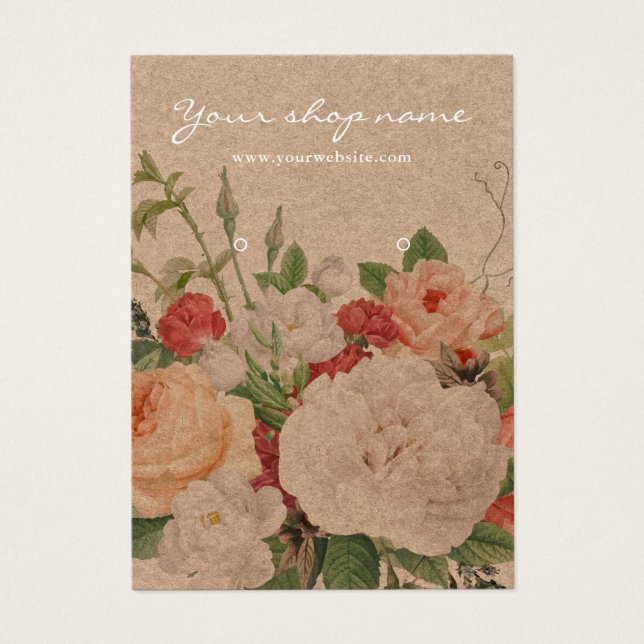 Vintage kraft chic kraft à oreille florale (Devant)