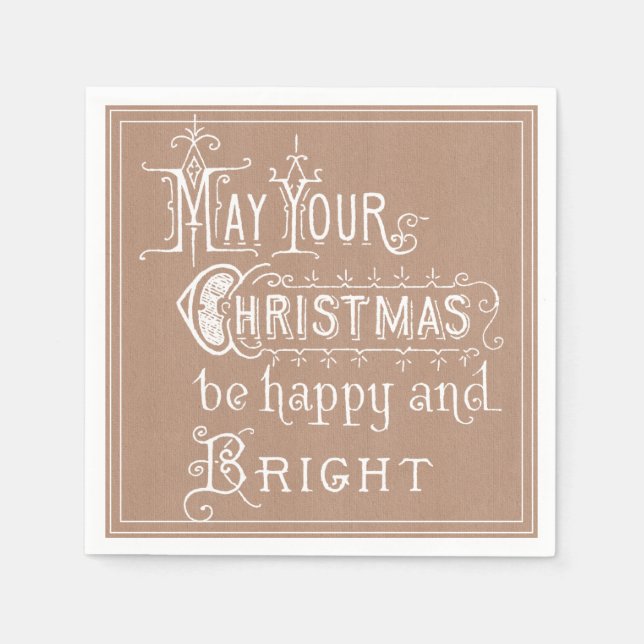 Vintage Kraft Christmas Message Paper Napkin (Front)