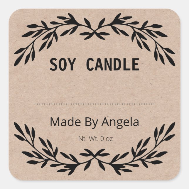 Vintage Kraft Homemade Blank Square Sticker (Front)