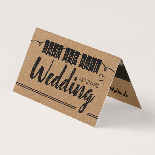Vintage Kraft Paper, Photo Save The Date Card (Front)