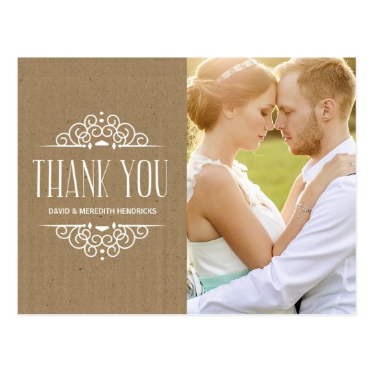 Vintage Kraft Paper Photo Thank You Postcard