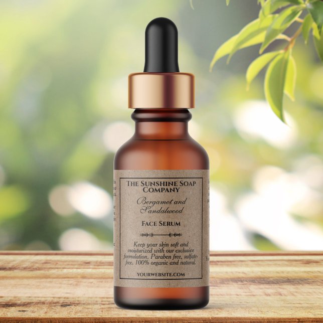 Vintage Kraft Paper Style Dropper Bottle Label (Creator Uploaded)